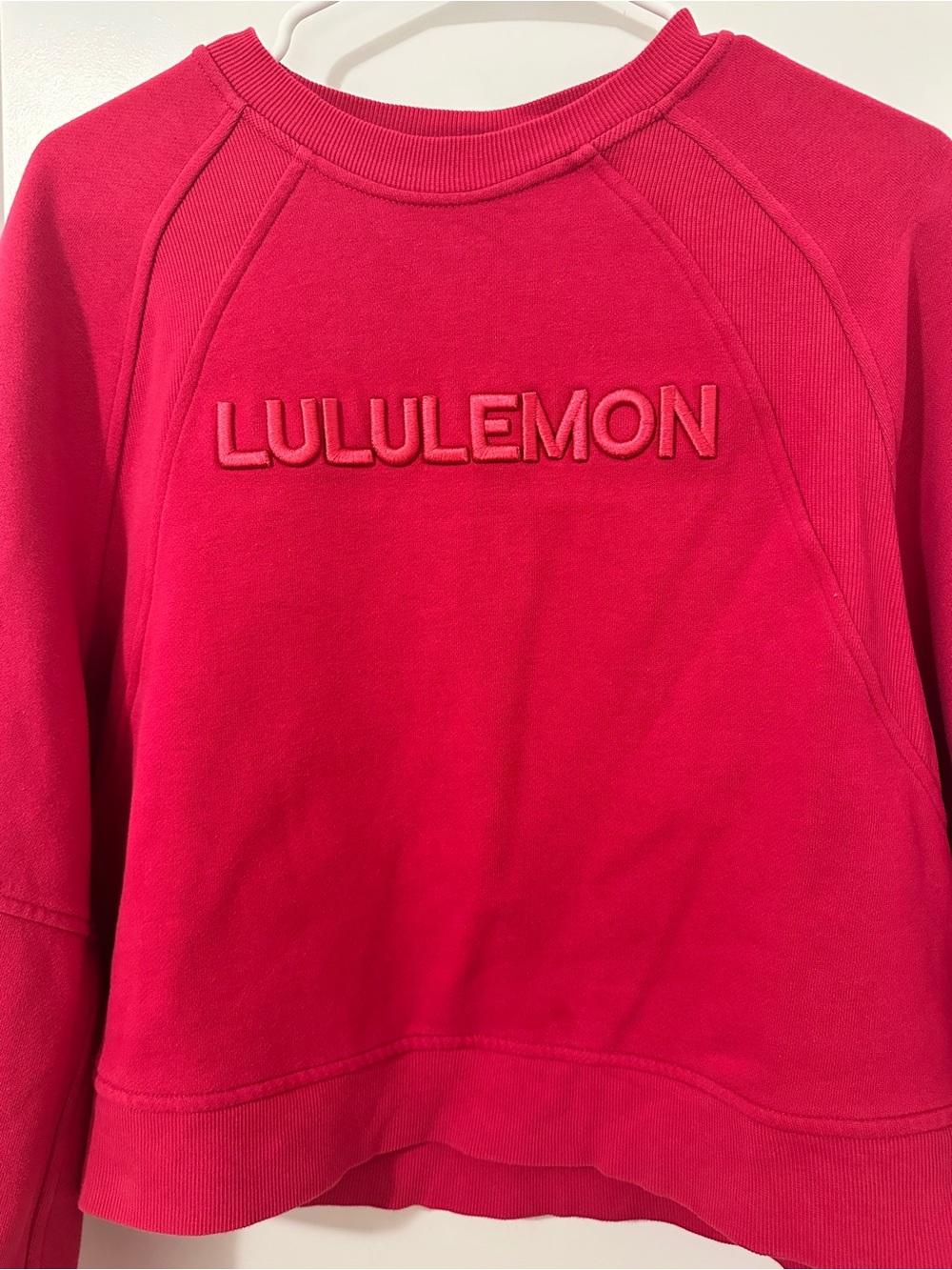 Lululemon Scuba Oversized Cropped Pullover *Wordmark in Passionate Pink Size M/L - Picture 6 of 15
